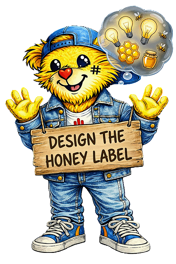 Design Honey Label for Button Heart